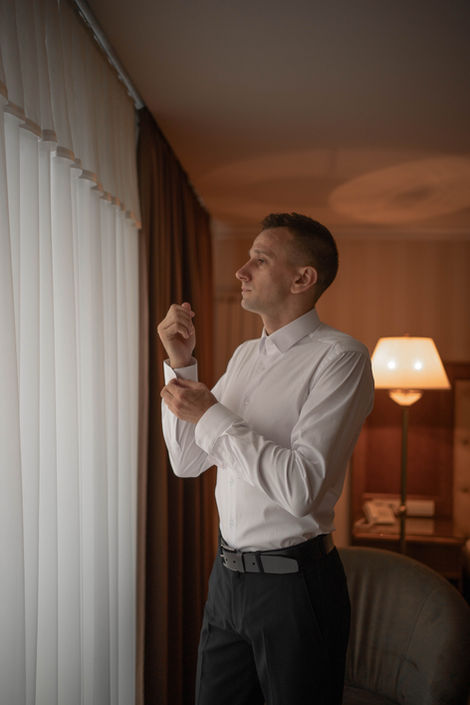Groom getting ready