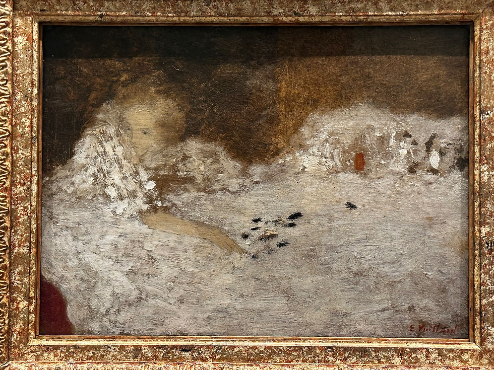 Edouard Vuillard, Young Woman in Bed, 1894, oil on board. Courtesy Skarstedt, New York