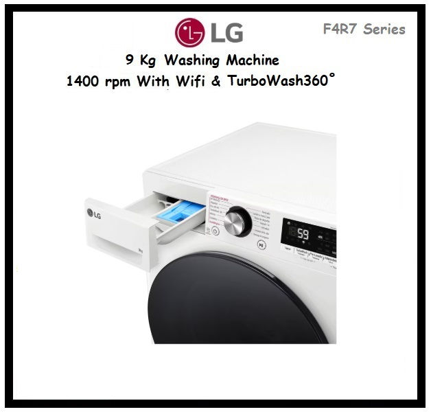 Thumbnail: LG 9Kg Washing Machine WIFI Turbo Wash R7 'F4R7009TSWB''