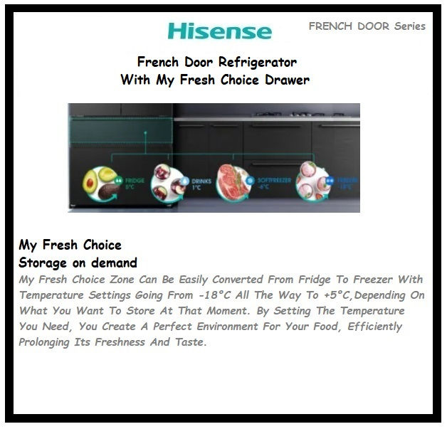 Thumbnail: HISENSE French Door Refrigerator With My Fresh Choice Drawer'RF749N4WIF'