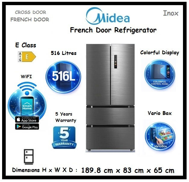MIDEA FRENCH Door Refrigerator Inox 'MDRF692FIE46'