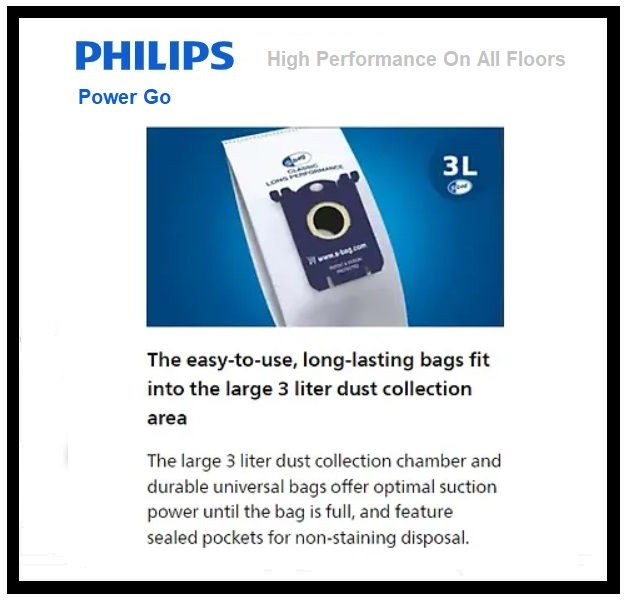 Thumbnail: PHILIPS Power Go Vacuum Cleaner High Performance All Floors 3 Liters 'XD3112/09'