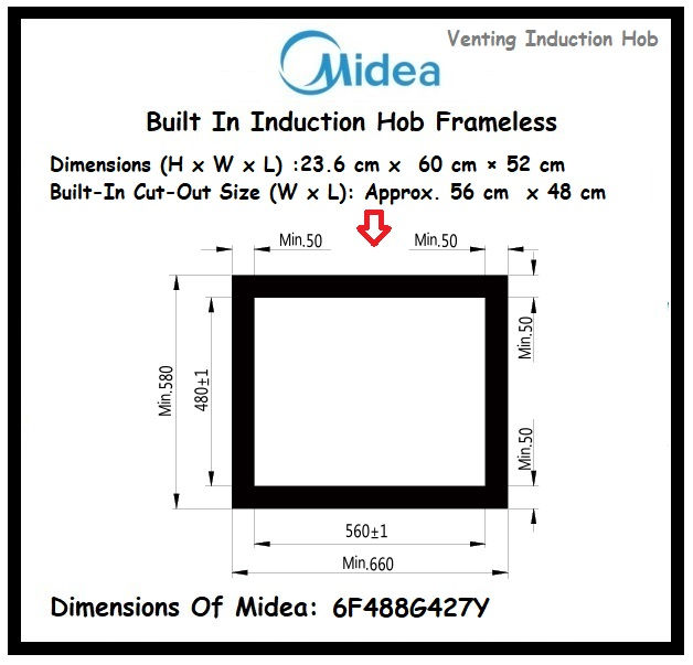 Thumbnail: MIDEA Induction Hob With Built-in Hood '6F7488G427Y'