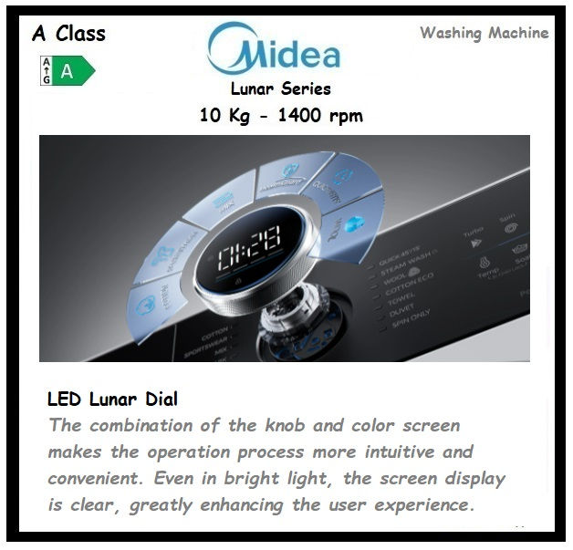 Thumbnail: MIDEA LUNAR Washing Machine Titanium 10KG 1400RPM 'MF210W100BA30/T-CY'