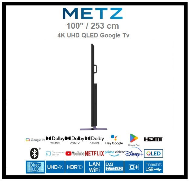 Thumbnail: METZ 100 inch Smart Tv Google Tv Ultra HD 4K "100MQE8500Z"
