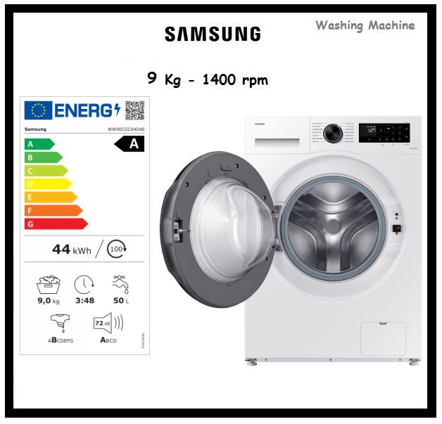 Thumbnail: SAMSUNG Washing Machine White 9KG 1400RPM 'WW90CGC04DAE/LE'