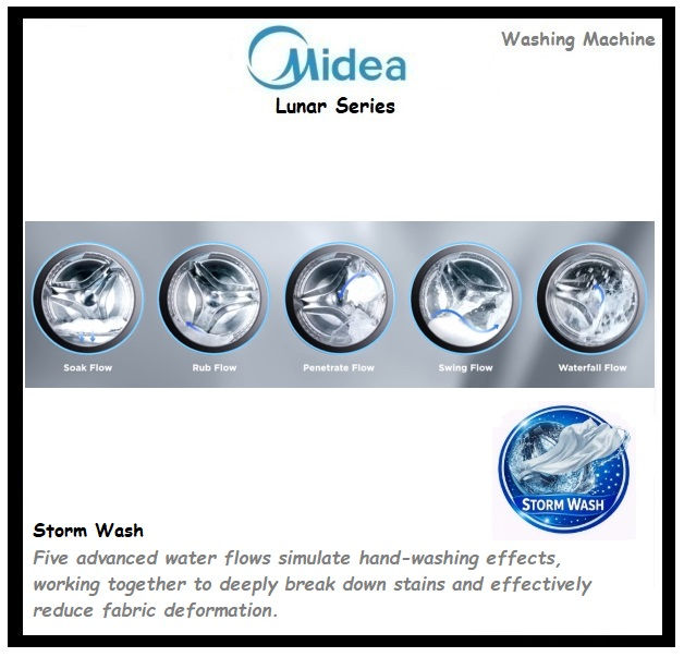 Thumbnail: MIDEA LUNAR Washing Machine Titanium 10KG 1400RPM 'MF210W100BA30/T-CY'