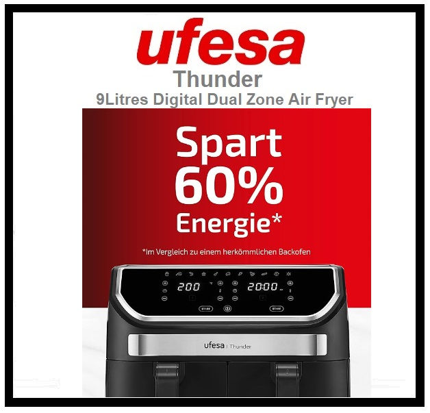 Thumbnail: UFESA Thunder Double  Digital Air Fryer 9Liters (4,5L+4,5L)"THUNDER"