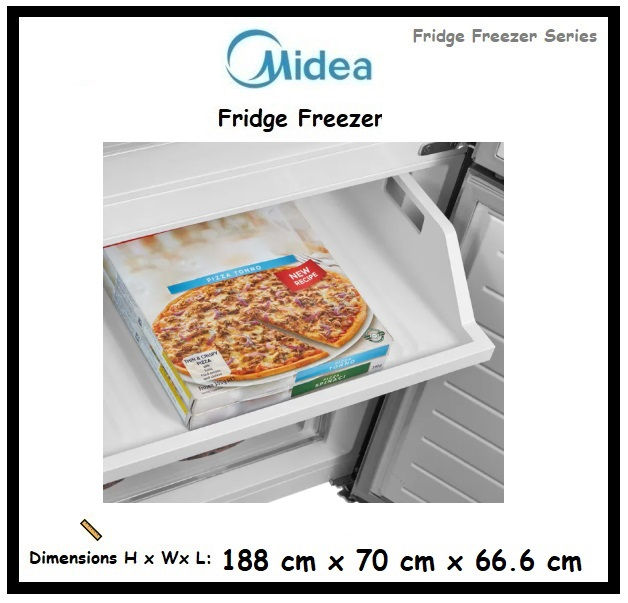 Thumbnail: MIDEA Fridge Freezer Refrigerator Bottom-Mount Inox 'MDRB593FGE46'