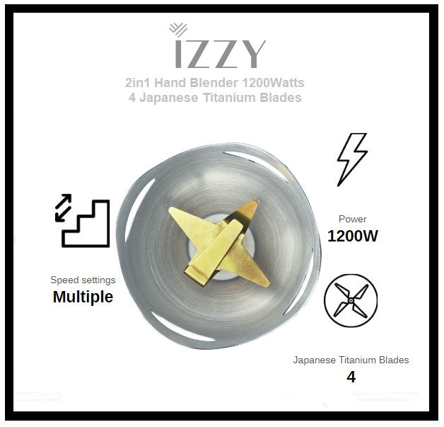Thumbnail: IZZY 2in1 Hand Blender Japanese Titanium Blades 1200Watts 'IZ-1701'