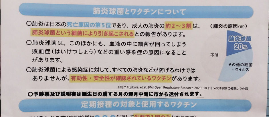 高齢者の肺炎球菌ワクチン
