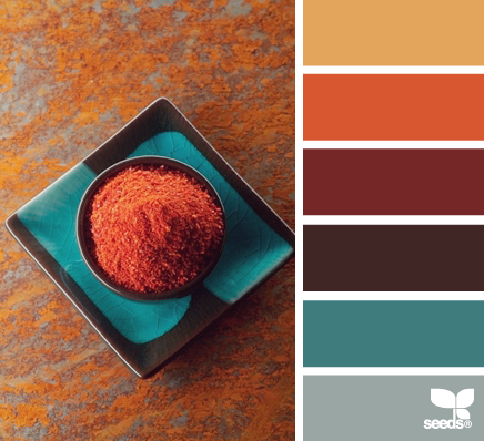 palette turchese e arancio