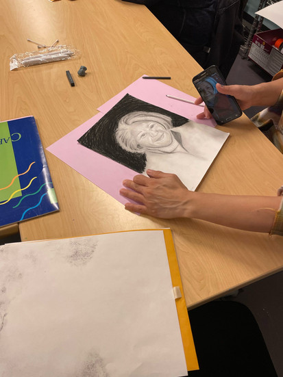 A graphite portrait of a woman