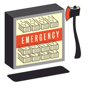 Illustration of emergency in a glass case