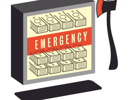 Illustration of emergency in a glass case