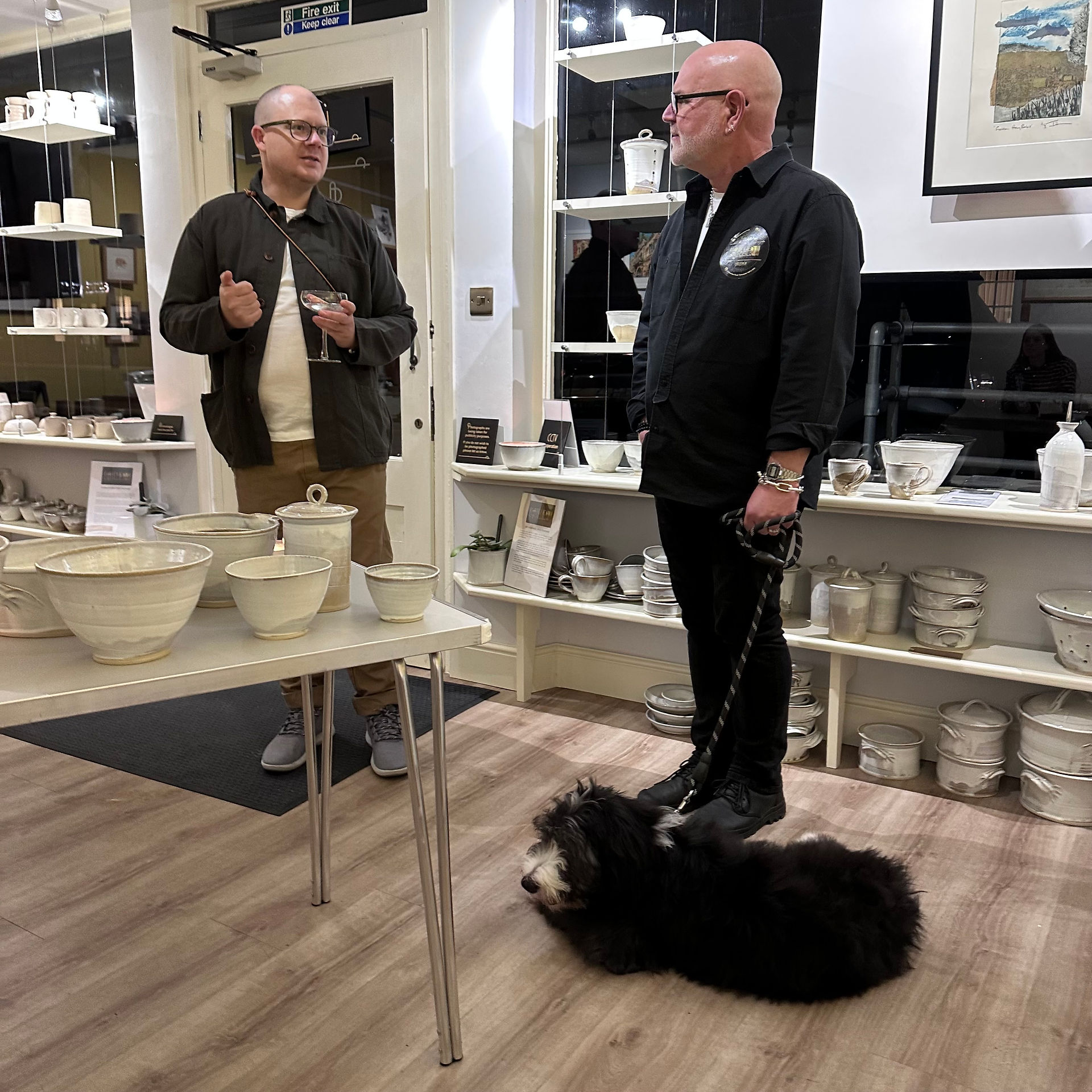 Visitors chatting at the ceramics evening