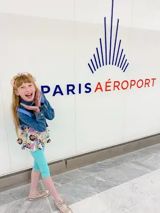 Girl at Paris Charles de Gaul Airport 