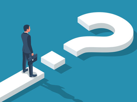 Illustration of a man standing on a question mark