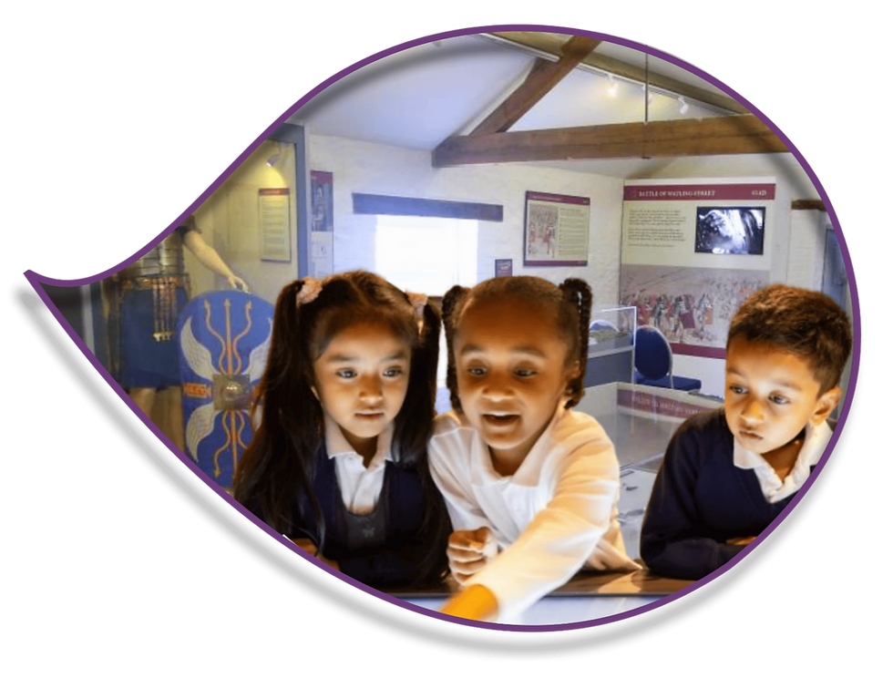 Children looking in museum case