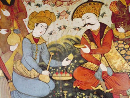 Persian miniature depicting Taarof politeness
