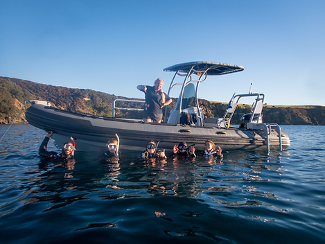Dive Rib Boat with scuba divers in the huraki gulf