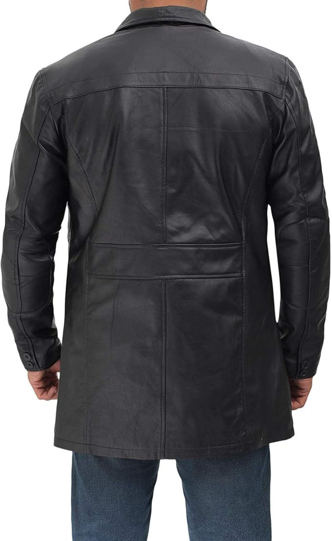 Thumbnail: Luis Leather Car Coats For Men - Black Real Genuine Leather Jacket Men