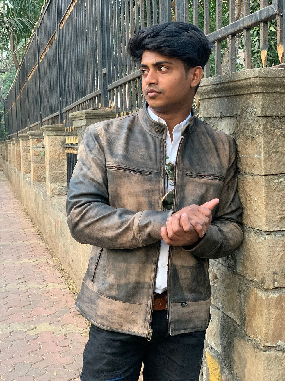 Miniaturbild: Luis Leather Distressed Rusty Pattern Soft Warm Leather Jacket