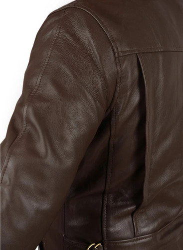 Luis Leather Motorcycle Jacket for Men's Adjustable Belt Umber