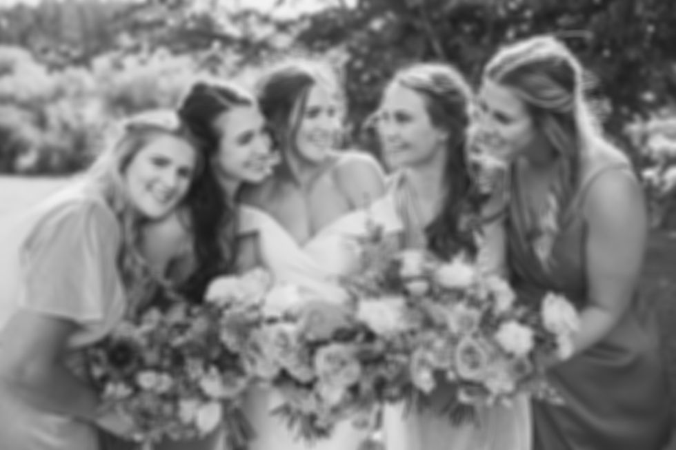Bridemaid are smilling
