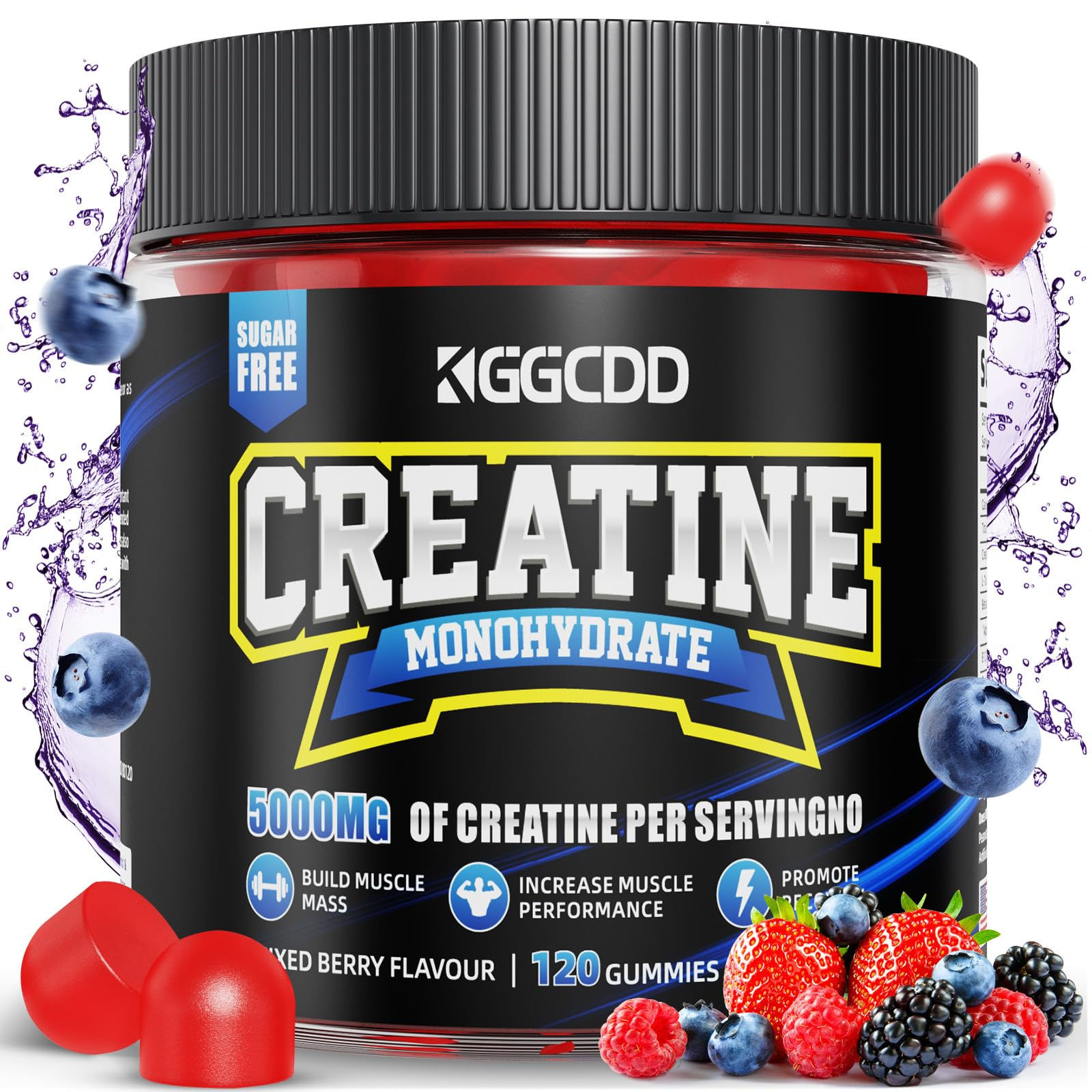 KGGCDD Creatine Monohydrate Gummies Sugar Free 5g of Creatine Monohydrate per Se