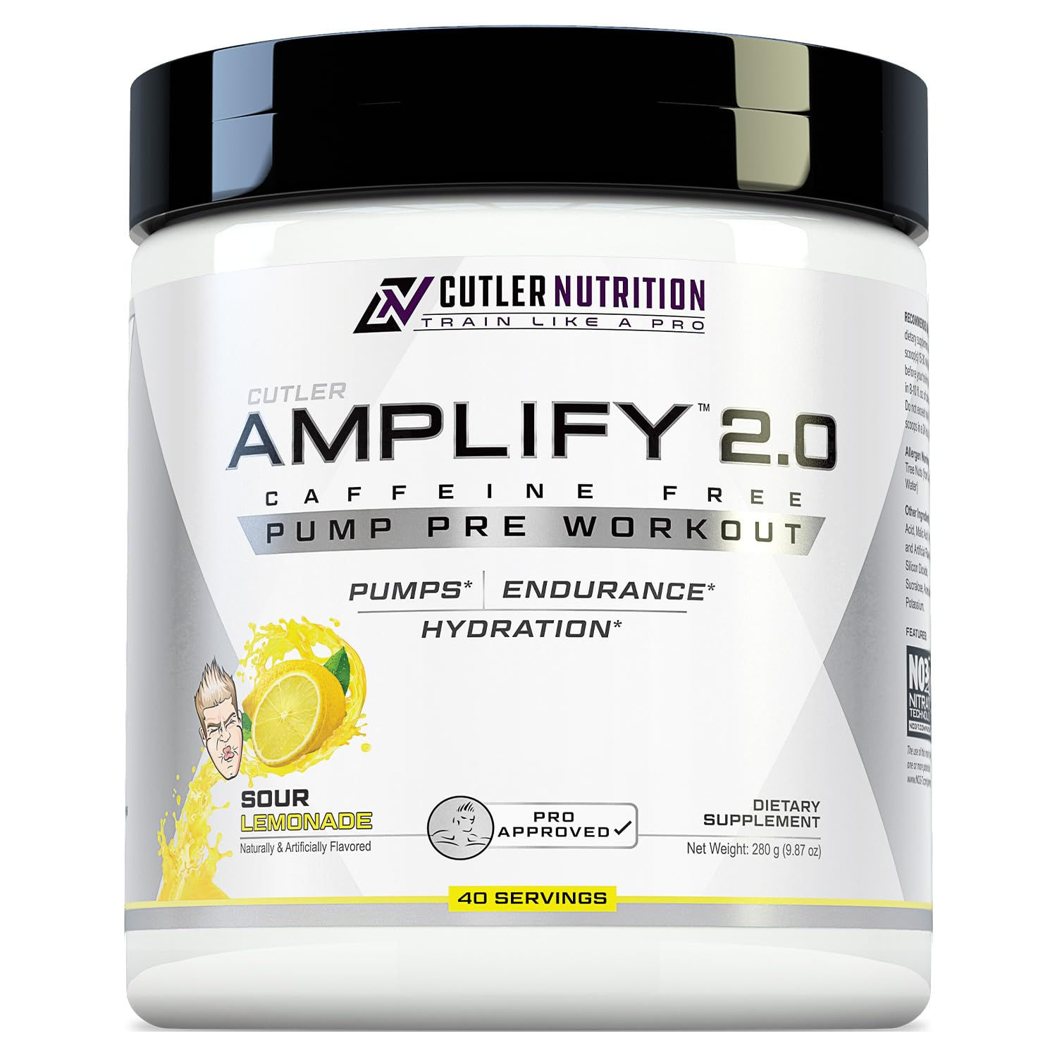 Cutler Nutrition Amplify Pump Pre Workout Caffeine Free Nitric Oxide Booster con