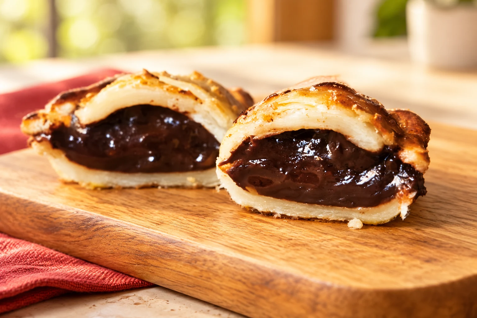 Empanada Chocolate coupée pour montrer sa garniture