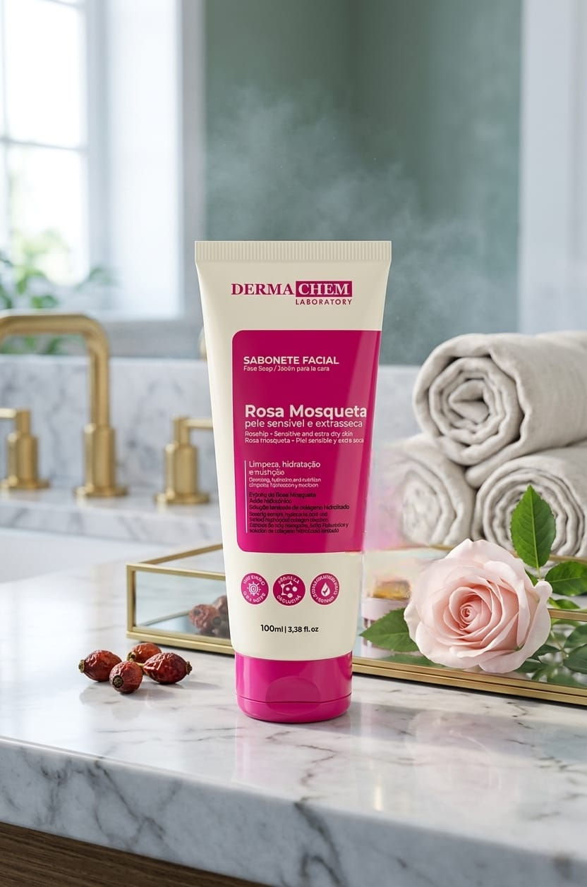 Dermachem Rosa Mosqueta - Sabonete Facial para Pele Sensível e Extra-seca 100ml