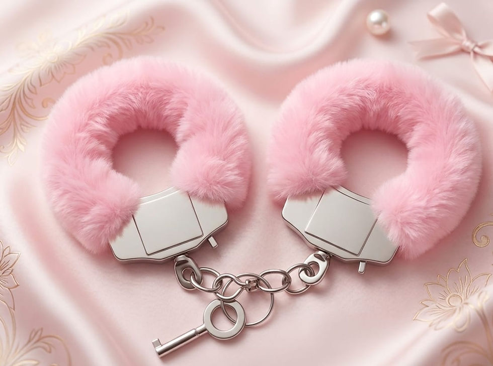 Algemas rosa felpudas com chave