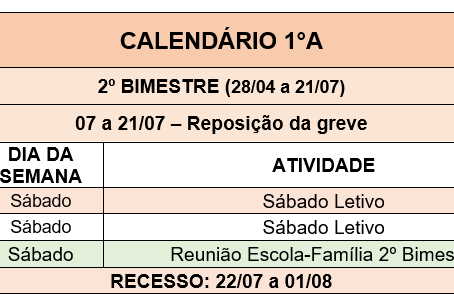 CALENDÁRIO 1º ao 5º ANO