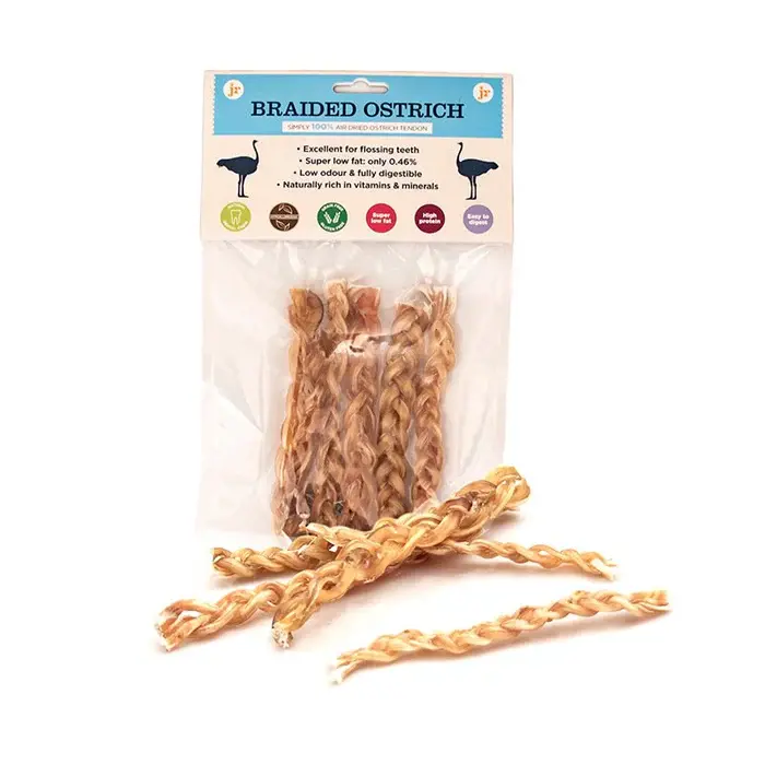 JR Pet Products Braided Ostrich Tendons (5Pk)