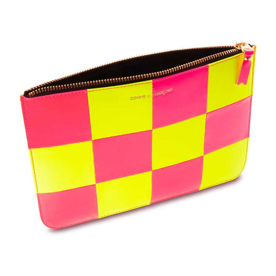 CDG Wallet Fluo Squares Yellow/Pink