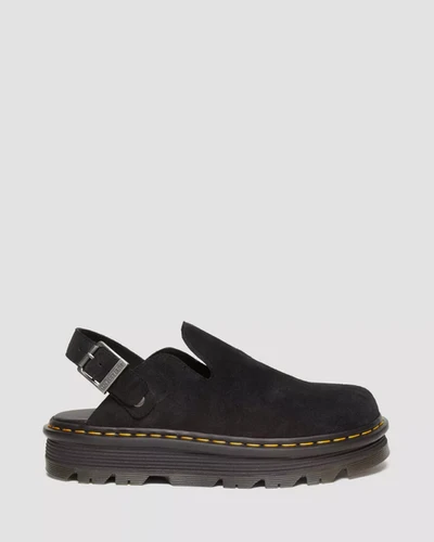 【DR MARTENS】Zebzag Suede Casual Slingback Platform Mules Zebzag Suede Casual Slingback Platform Mules in Black | Dr