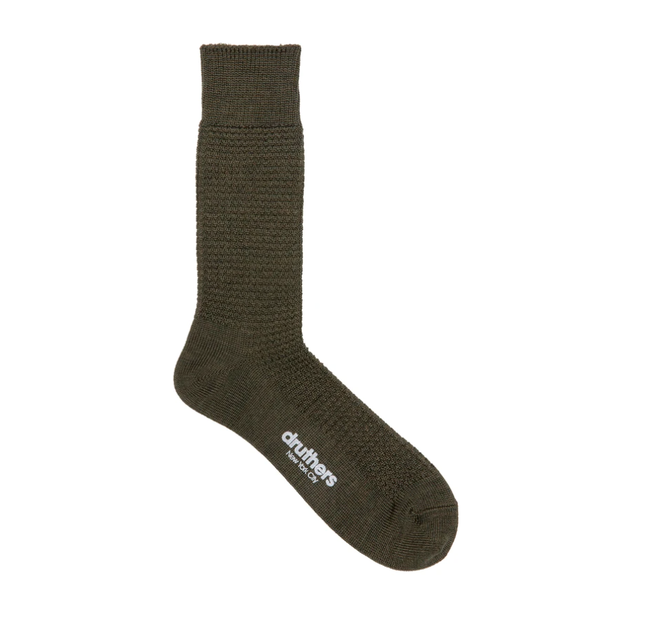 Druthers Merino Wool Waffle Sock (GREEN)