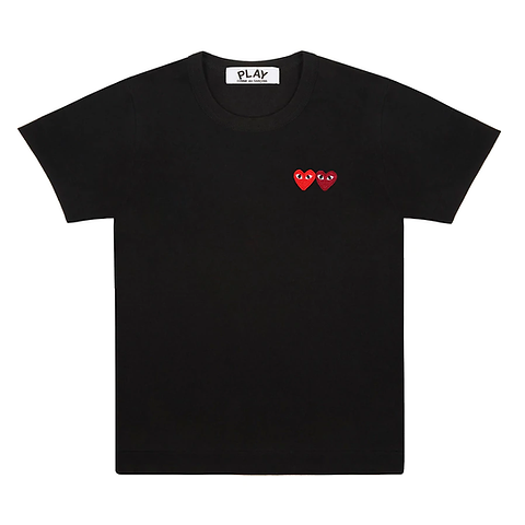 CDG Play Comme des Garçons T-Shirt with Double Heart (Black