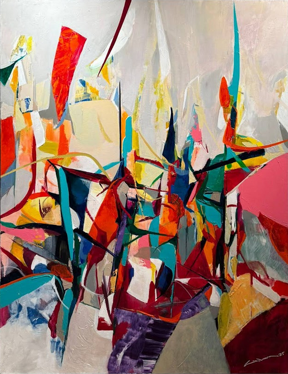 "Barış Gülen contemporary art, Ervah-ı Ezel abstract painting. A modern abstract expressionist artwork in the Naciye-Nejat Küçüker collection."