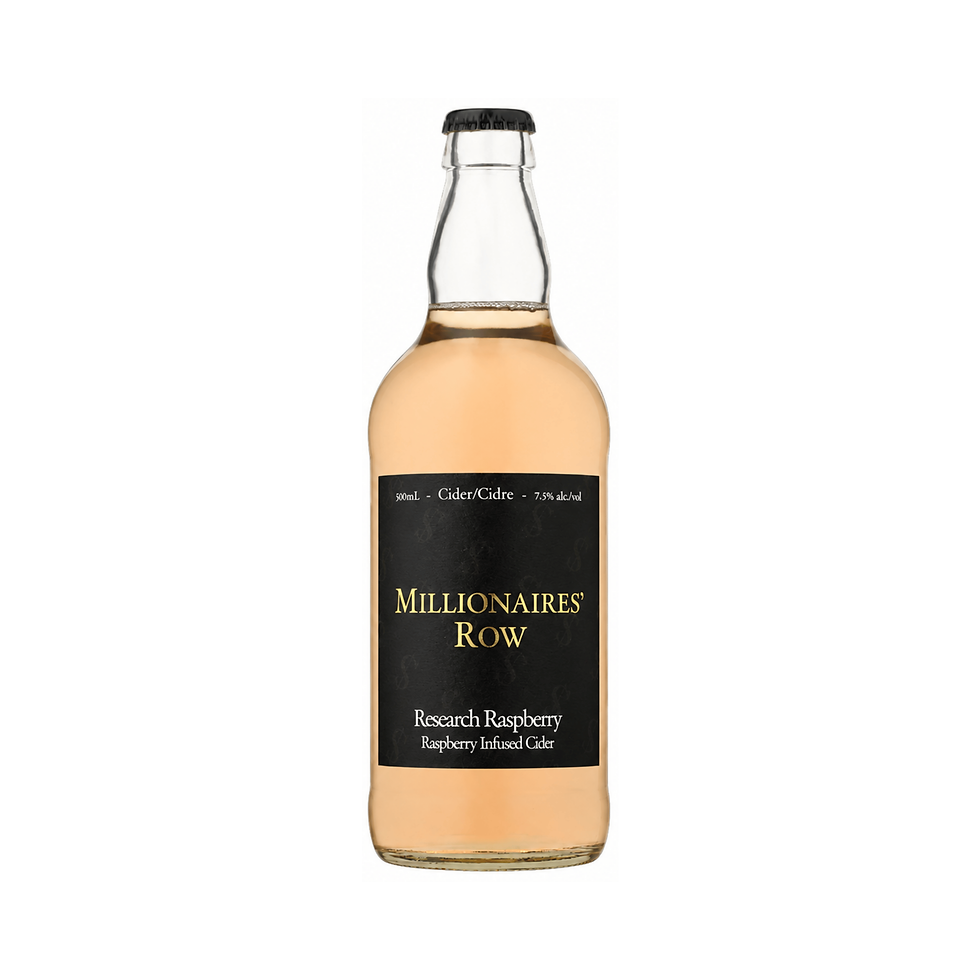 Bottle of Research Raspberry apple cider by Millionaires' Row Cider Co.