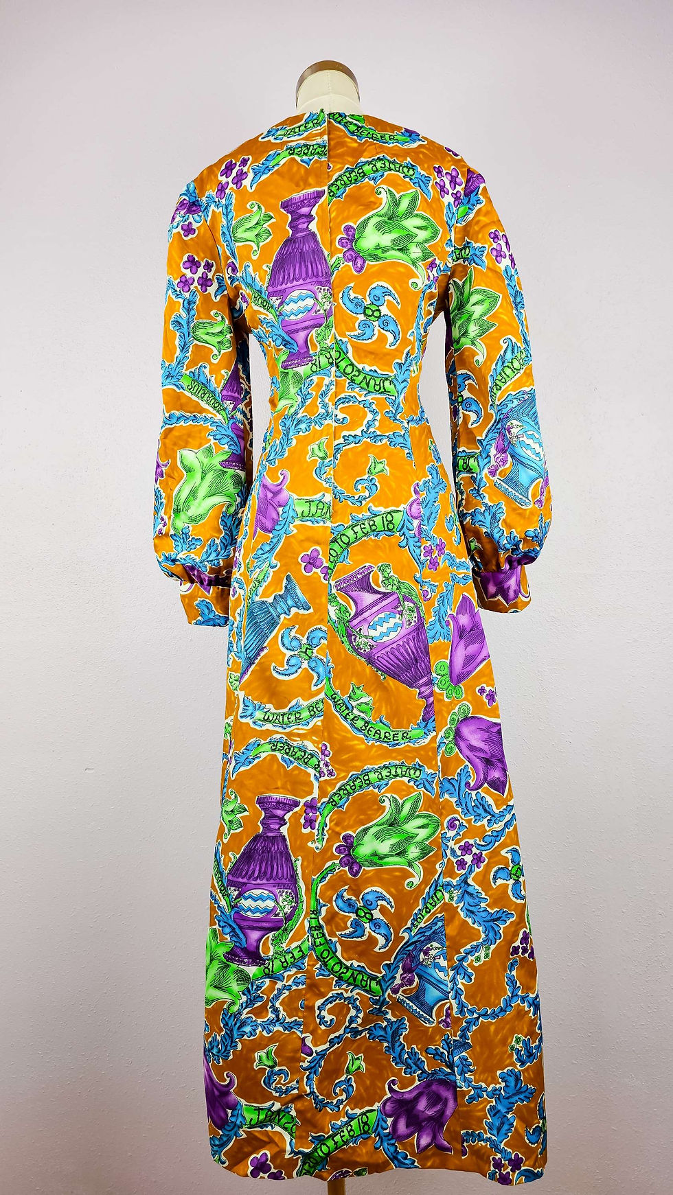 Thumbnail: Rare 1970's Astrology Aquarius Novelty Maxi Dress Collectable