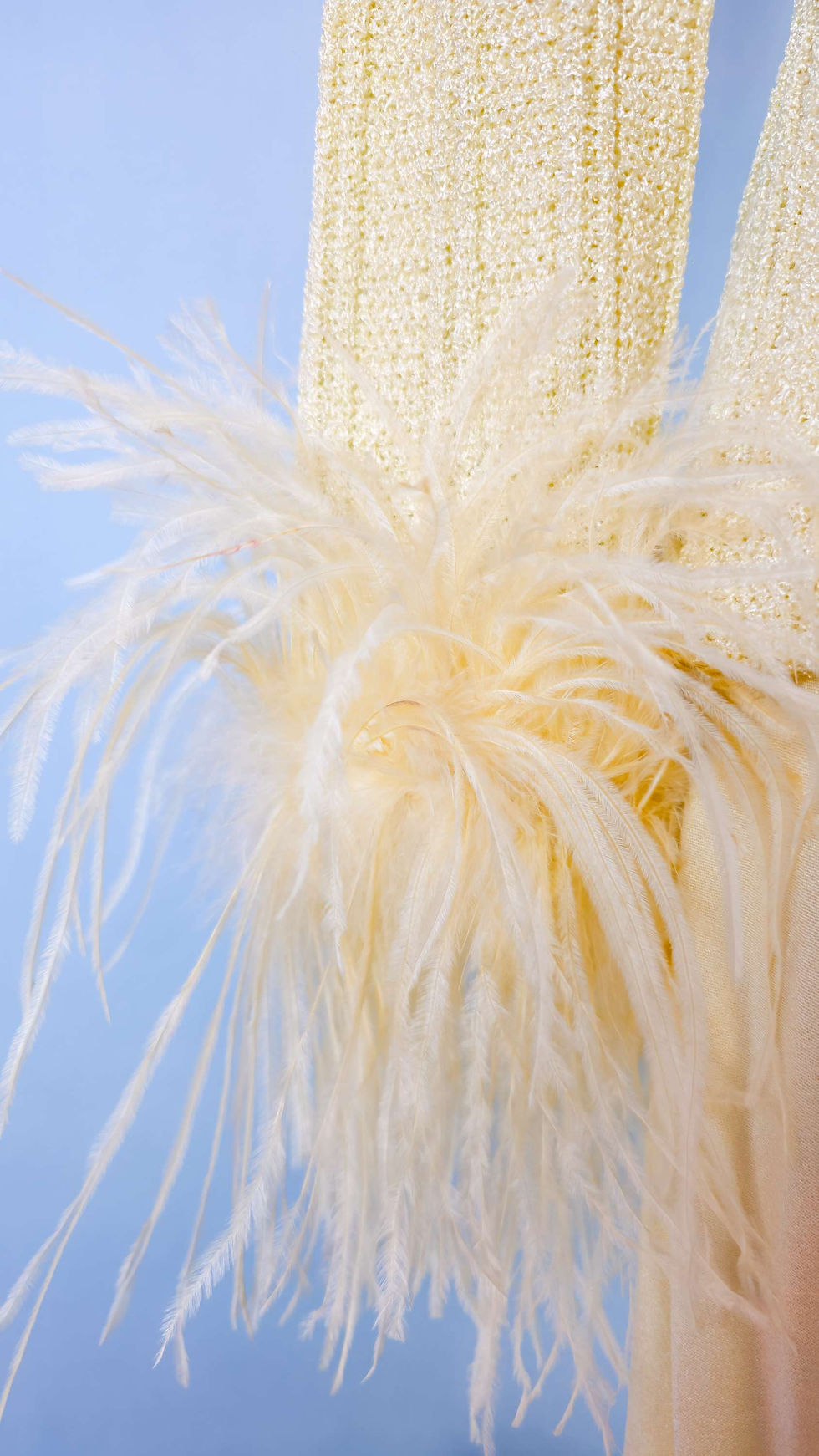 Thumbnail: 1970's Ivory Cream Disco Maxi w/ Ostrich Trim Top