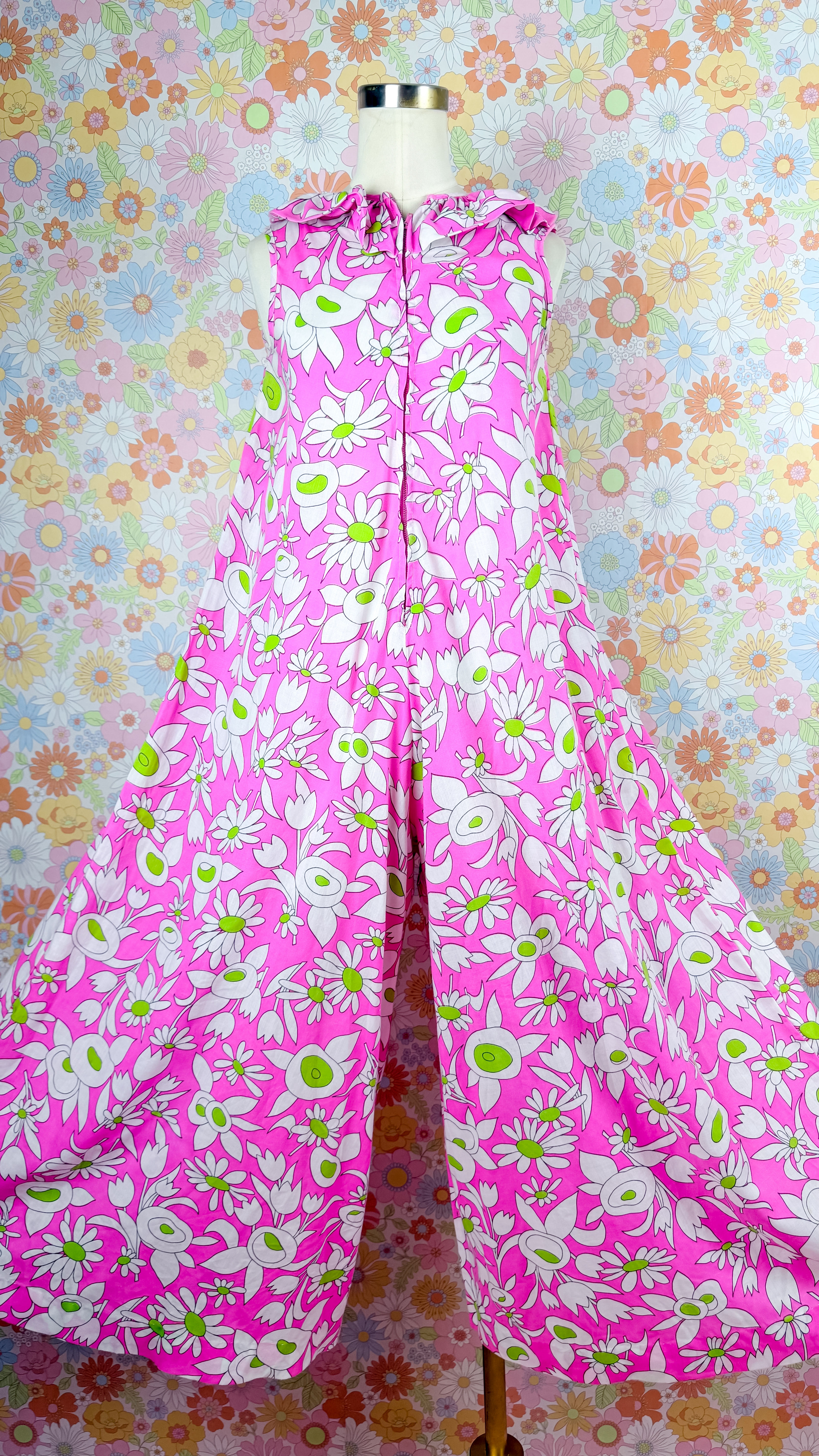1960’s Pink Daisy Palazzo Jumpsuit - S