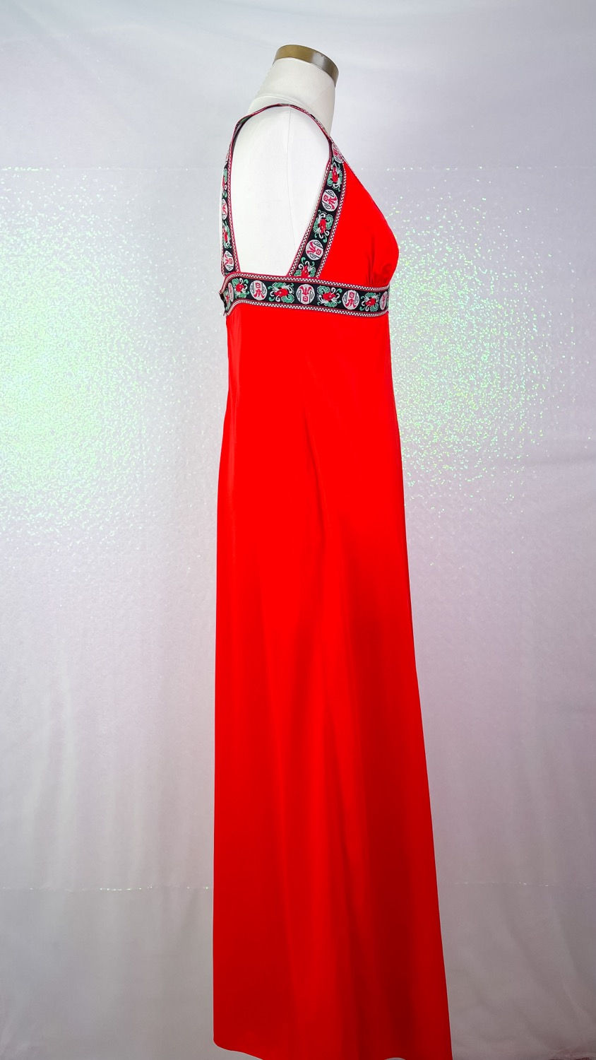 Thumbnail: 1960/70s Red Embroidered Trimmed Palazzo Jumpsuit