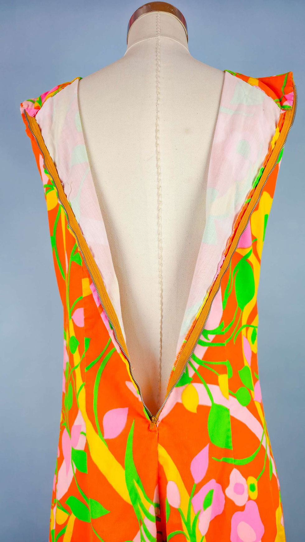 Thumbnail: 1960's Orange Floral Palazzo Jumpsuit