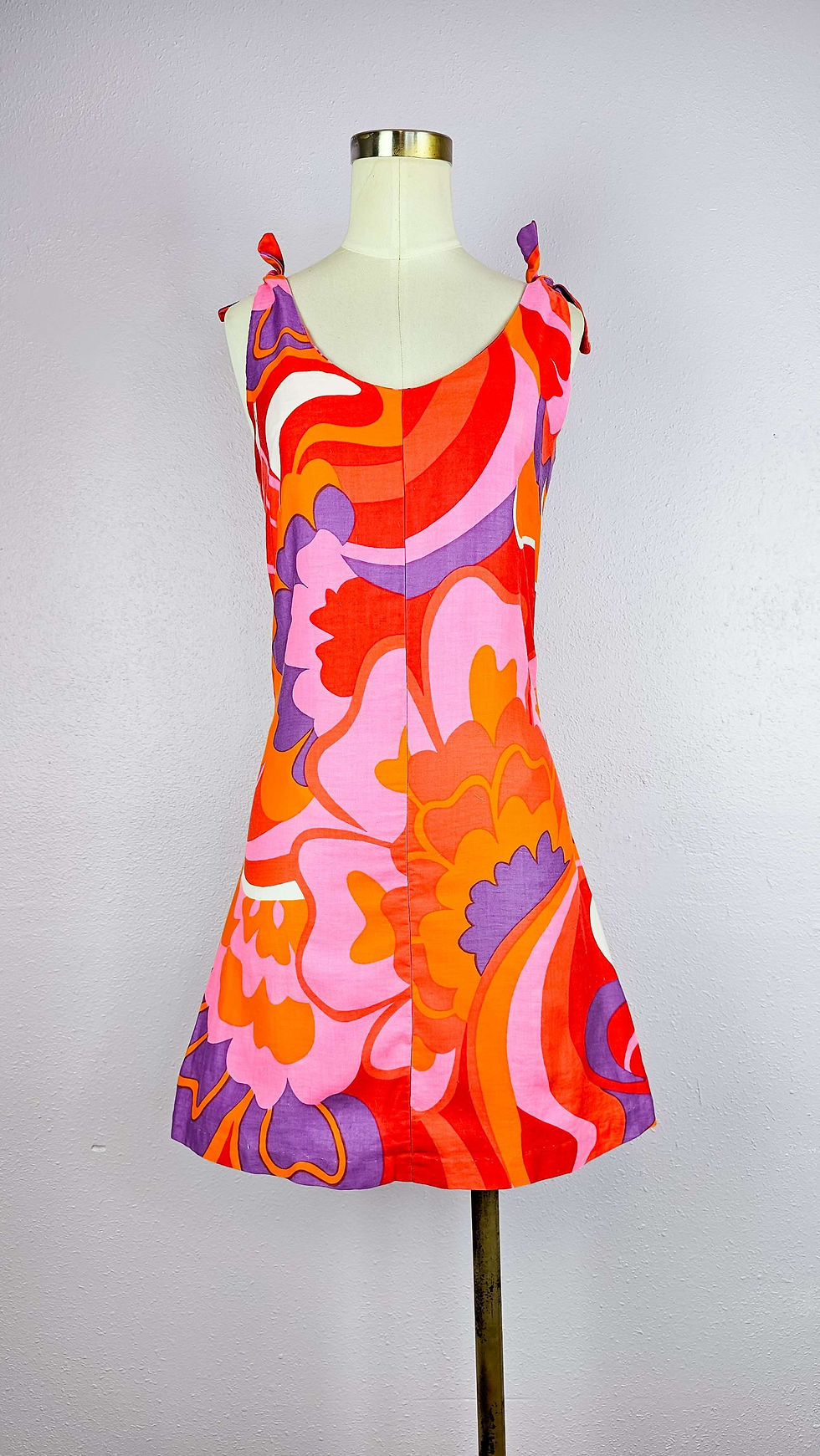 1970's Bright Cotton Summer Mini Dress