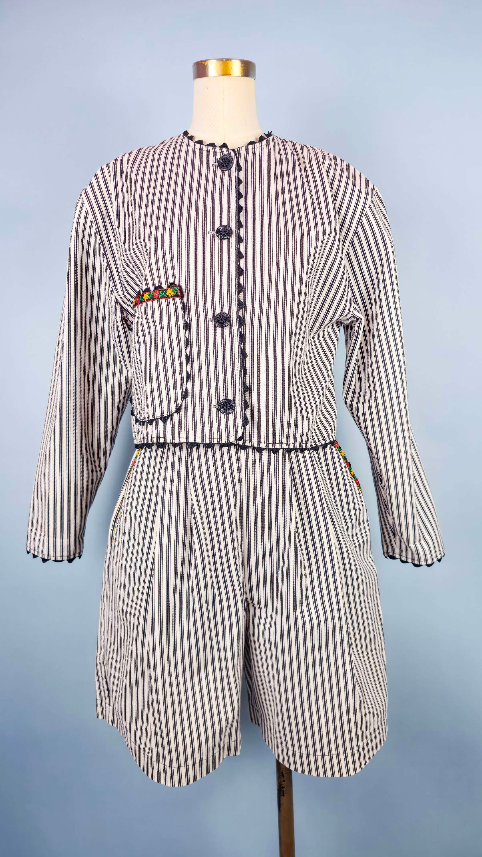 1980's Pinstripe Trimmed Short Set