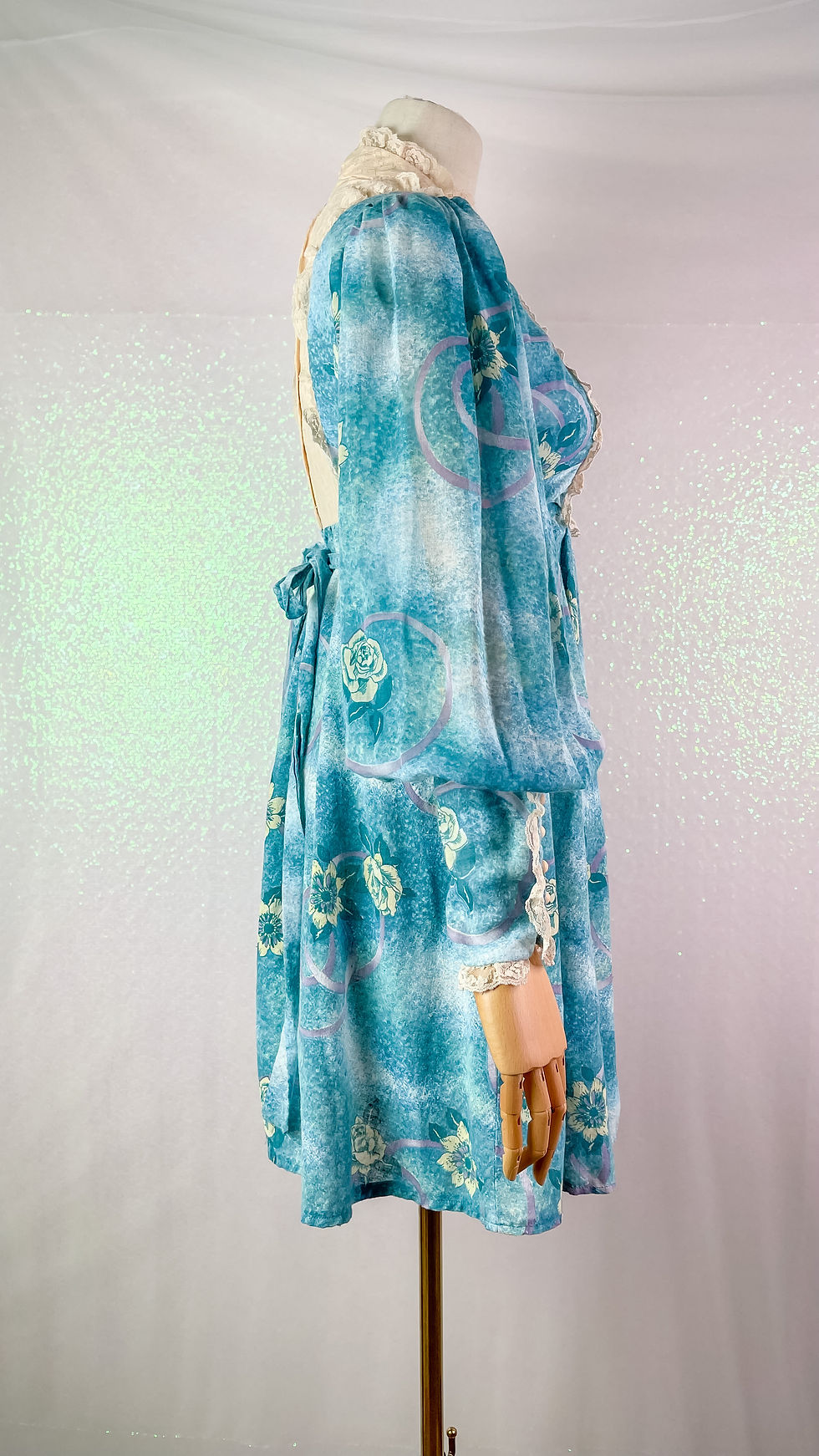 Thumbnail: 1970’s Candi Jones Cerulean Blue Bishop Sleeve Mini Dress